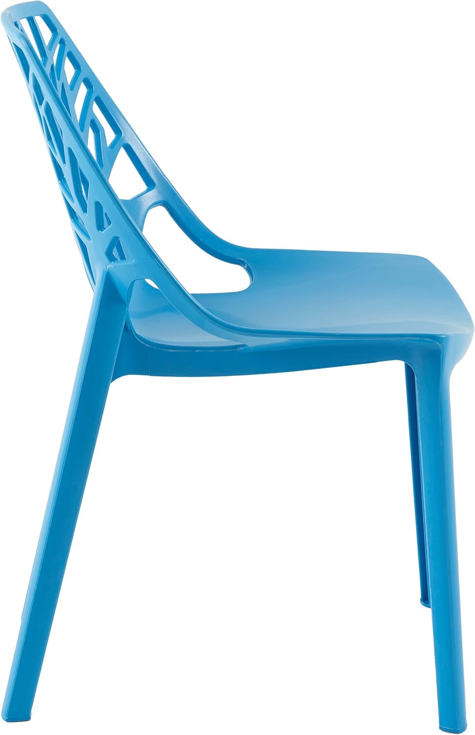 LeisureMod Cornelia Stackable Dining Chair in Solid Green Set of 2 - Modern Spring Cut-Out Tree Design Acrylic Armless Accent Side Chair for Kitchen, Living Room, and Dining Area