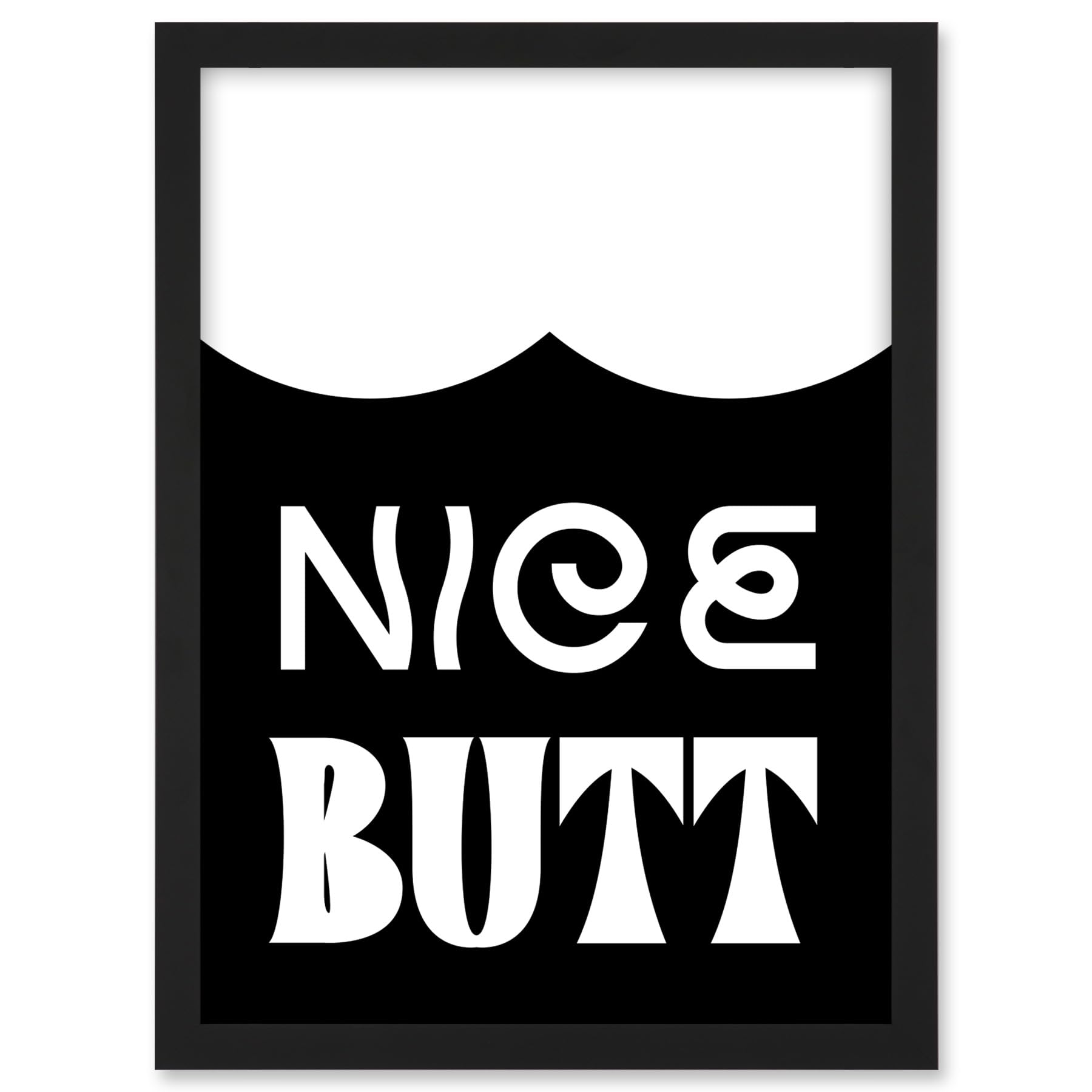 Artery8 Bathroom Wall Art Nice Butt Funny Toilet Sign Bathroom Decor Artwork Framed A3 Wall Art Print