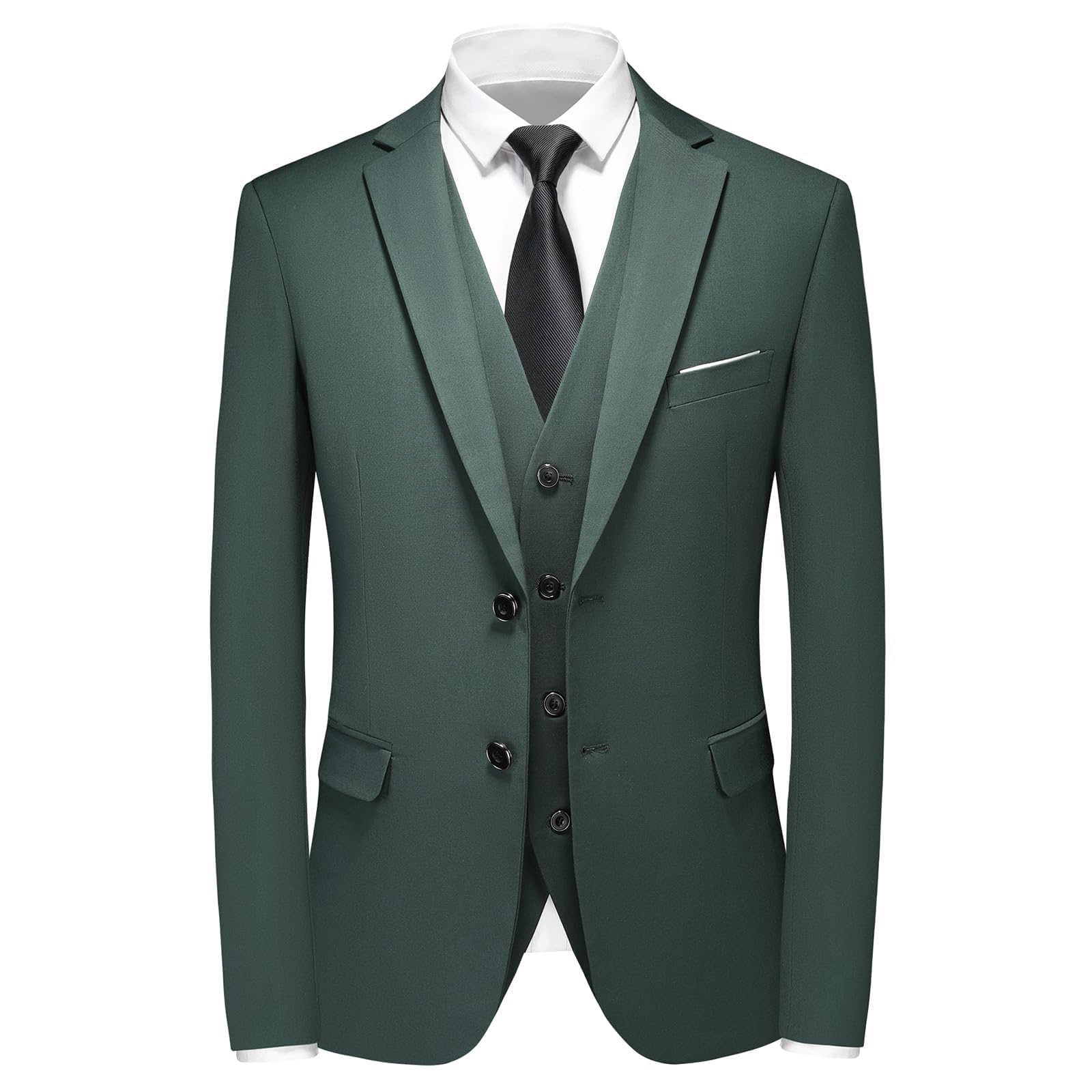 Costume Homme 3 Pièces Mariage d'affaires Slim Fit Smoking à Deux Boutons Men Suits 3 Piece Blazer Veste et Pantalon Gilet avec Cravate