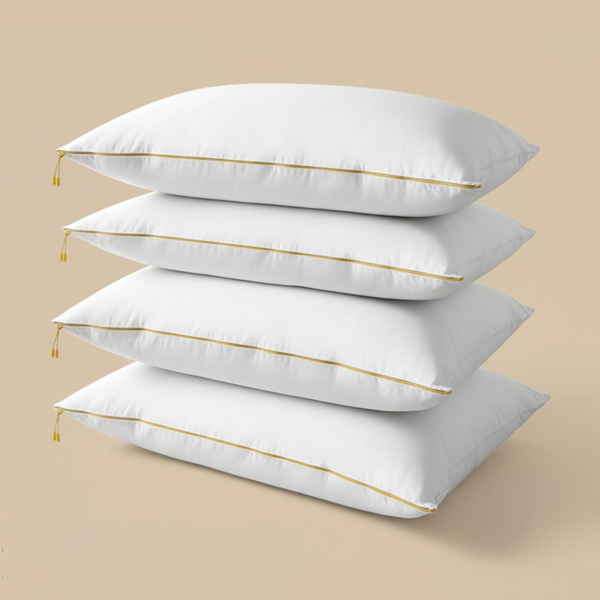 SleepyCat Cloud Pillow | Full-Size 100% Virgin Microfiber Pillow with No Lumps No Lint & No Shrinkage Guaranteed | 250TC Luxe Modal Fabric | Zipper Adjustable Firmness | White, Set of 4 (27x18 Inches)