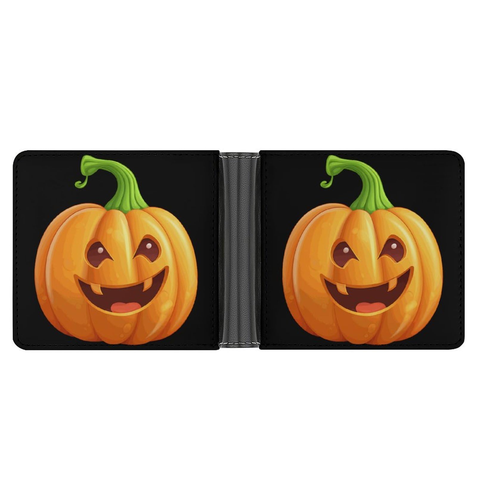 Halloween Pumpkin Bifold Wallet PU Leather Coin Purse Lightweight Credit Card Holder Wallet Money Clip