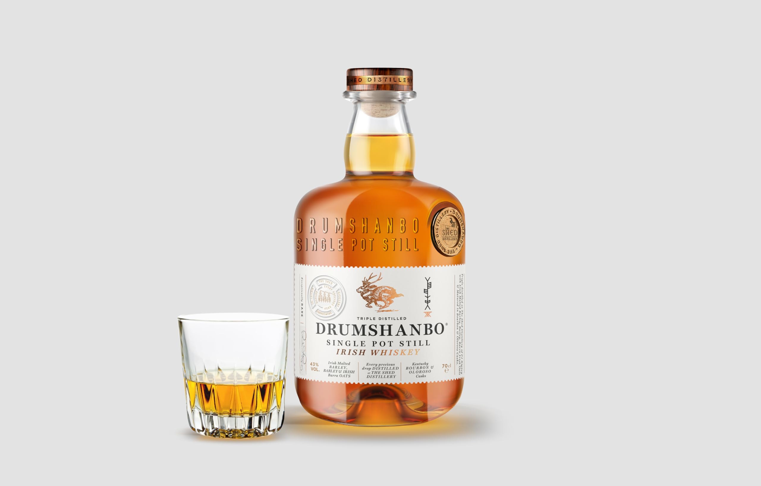 DRUMSHANBO - Single Pot Still Irish Whiskey - 43 % Alcool - Origine : Irlande - Vieilli en fûts de bourbon - 70 cl