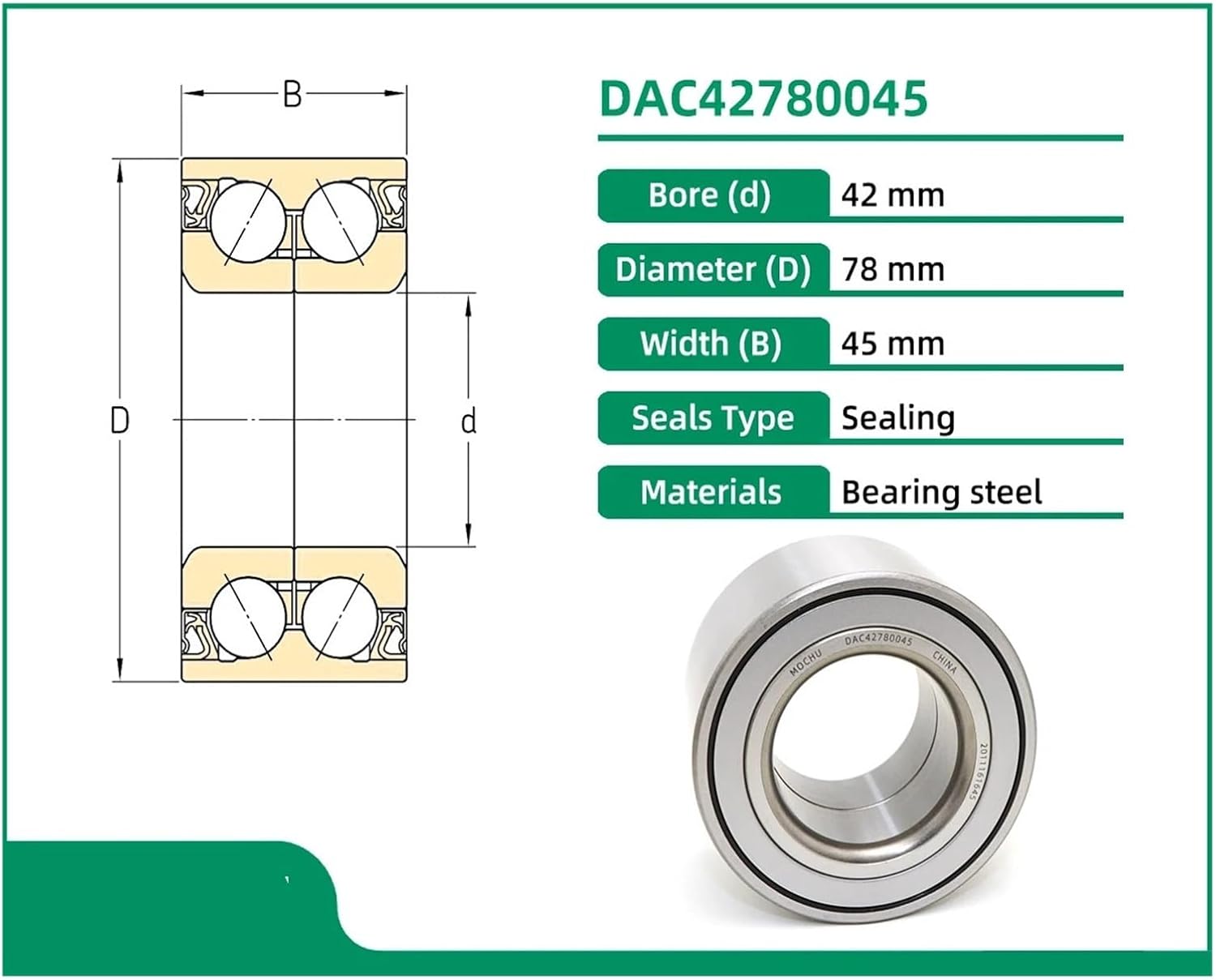1PCS DAC42780045 42x78x45 510072 BAH-0069 Hub Wheel Bearing Bearing
