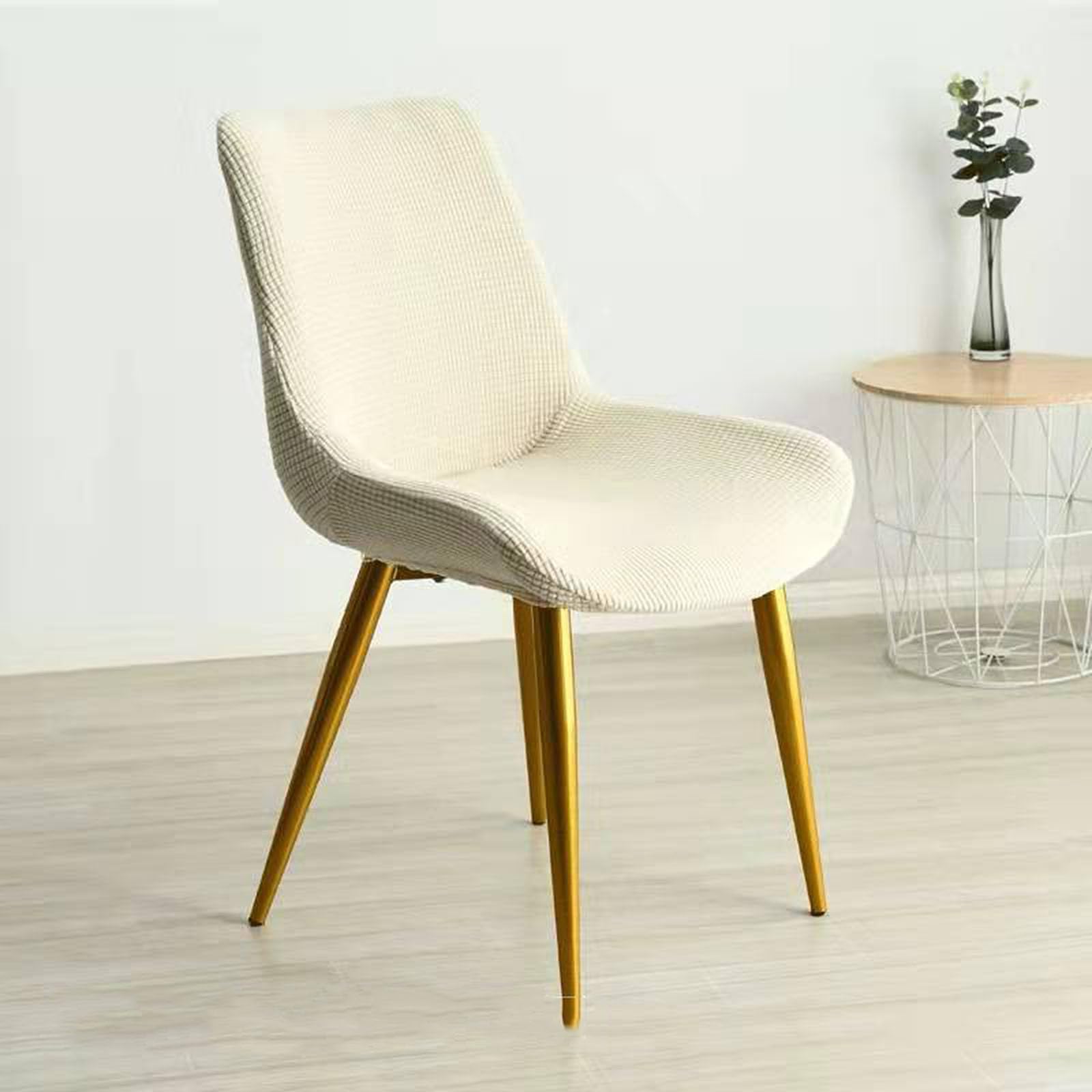 Mswborml Incurvé Couverture de Chaise Salle à Manger sans Accoudoirs Lot de 2/1, Extensible Housse pour Chaise Scandinave de Salle à Manger avec Fond Élastique, Lavable Couvre Chaise Cuisine,F,2PCS