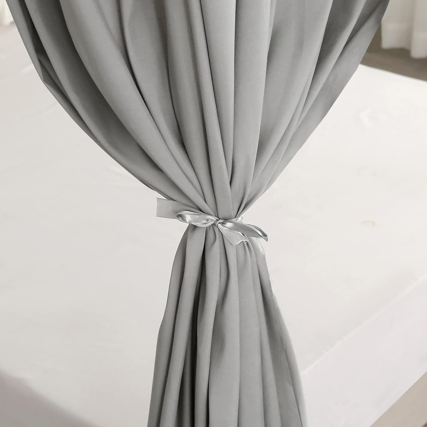 Mengersi Solid Four Corner Post Canopy Bed Curtains Sheer Cover Mosquito Net for Boys Kids Adults Bedroom Decoration (Queen, Gray)