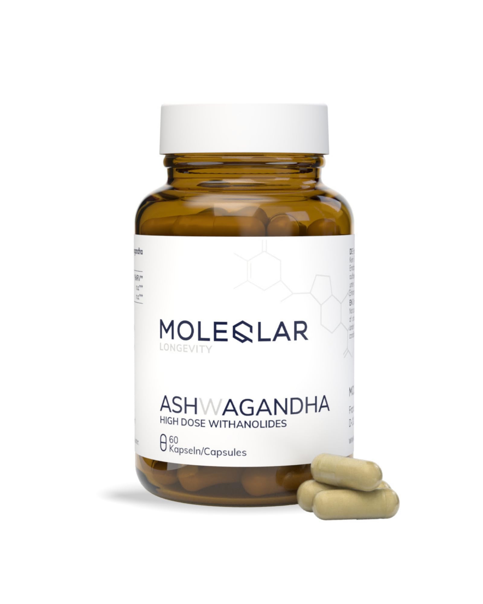 MoleQlar Ashwagandha SHODEN 60 capsule - 300 mg, 35% withanolides, purezza e metalli pesanti controllati