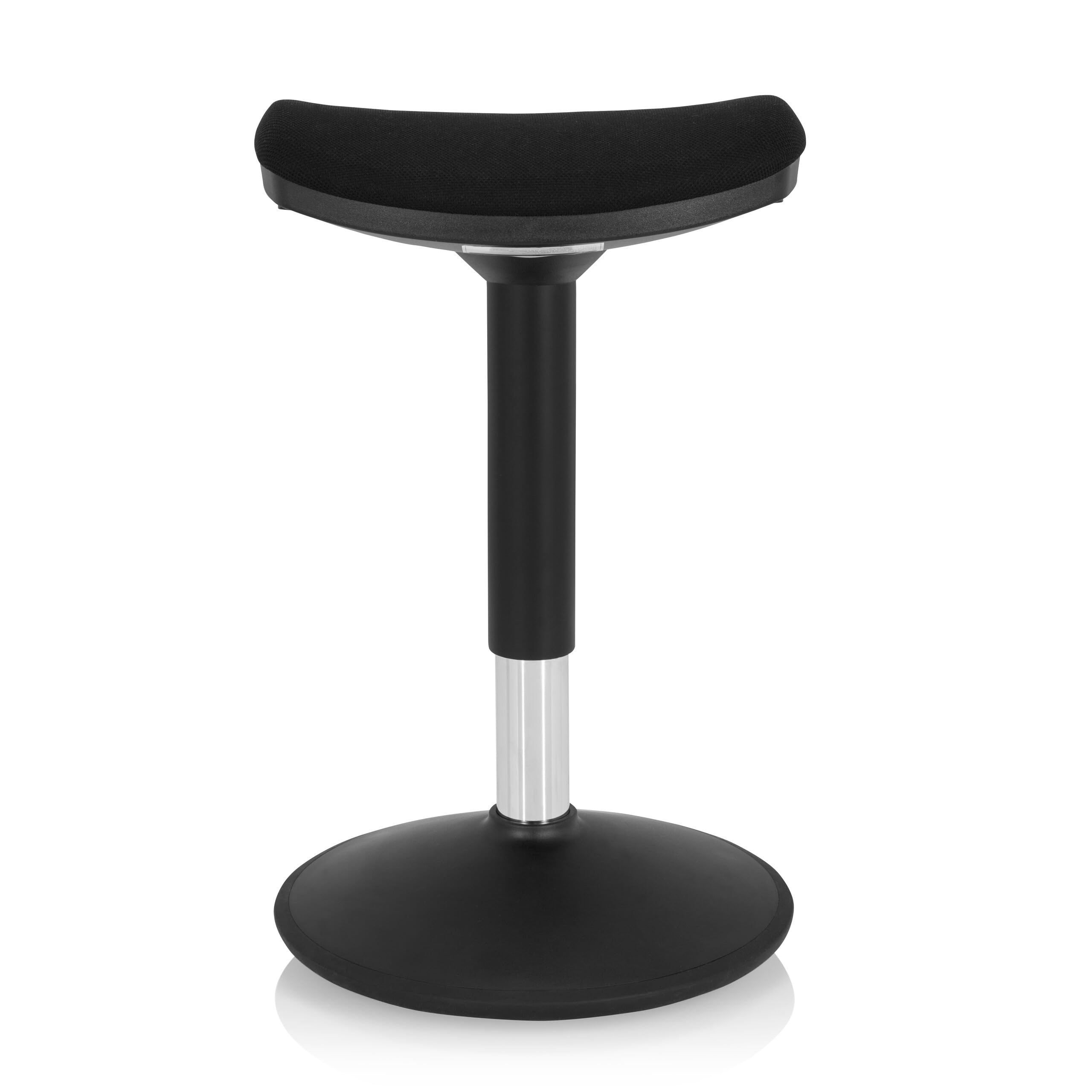 hjh OFFICE 830094 Tabouret Balance Sit I B Noir Tissu, Tabouret Assis Debout, Ergonomique, Réglable en Hauteur, pour Une Position Assise équilibrée et Active