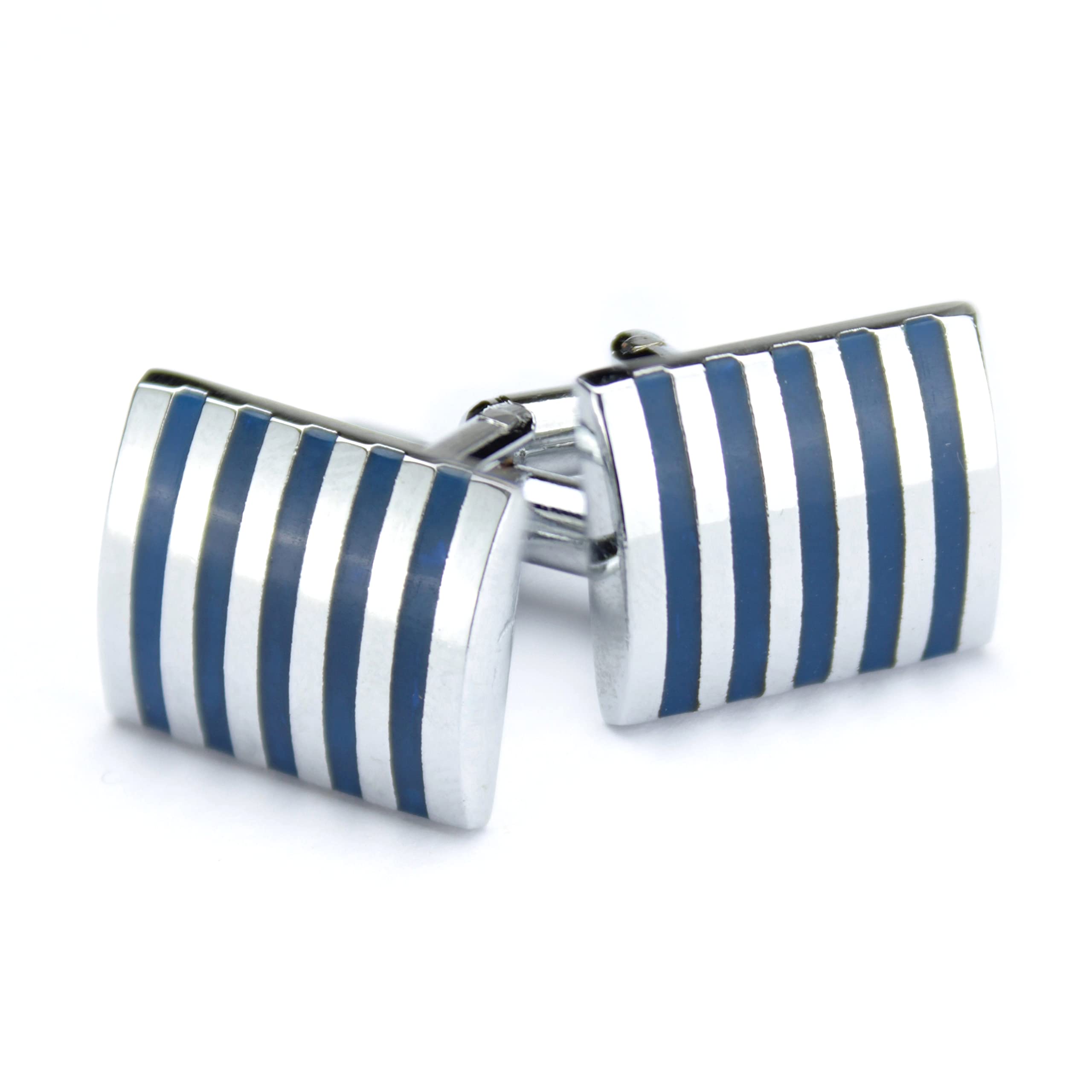 Kavove The Stripe Treasure Blue & Silver Cufflink For Men (B0B9V4WZ4D) Amazon Price History, Amazon Price Tracker