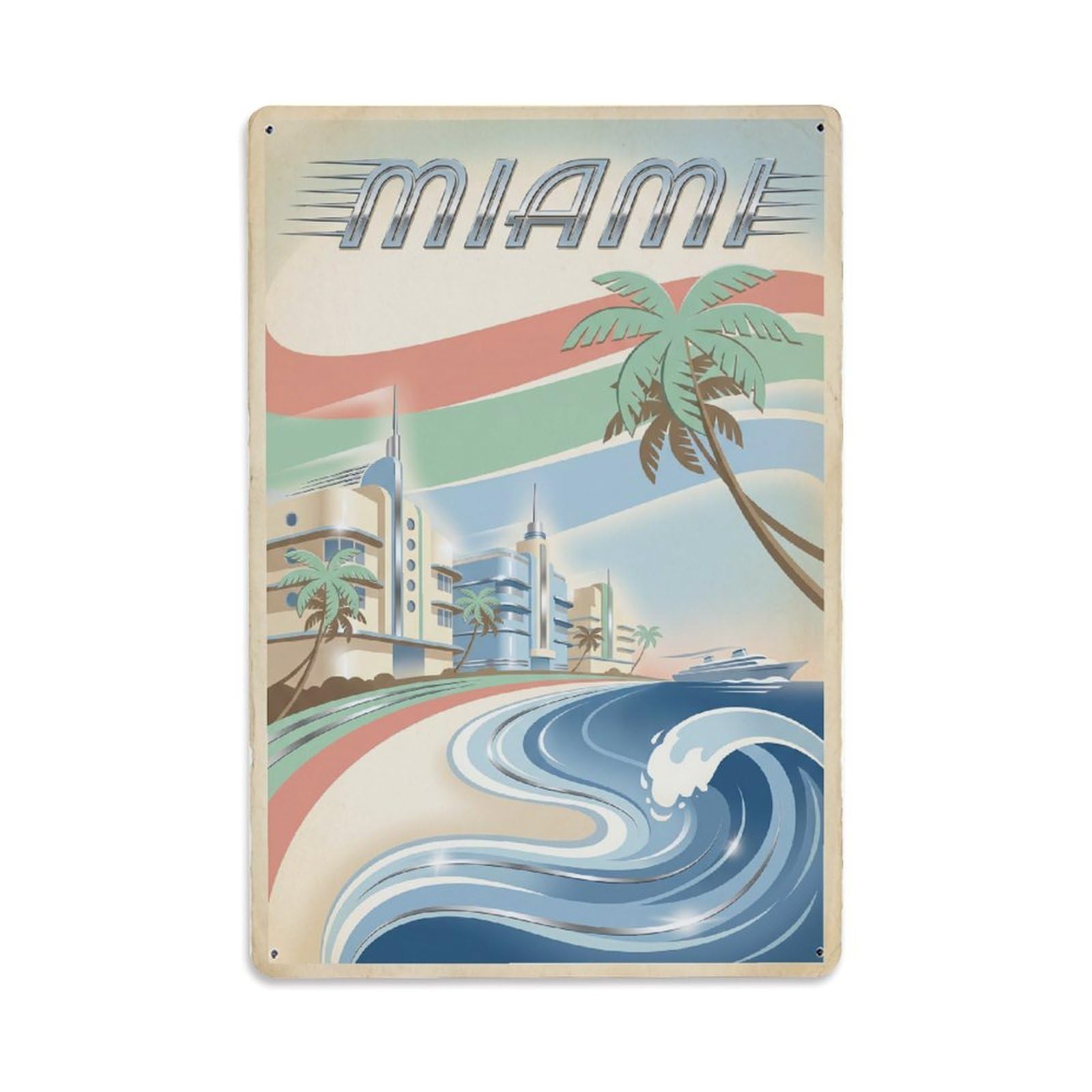 Gead 8X12inch Style Travel Retro Usa Miami Metal Tin Sign