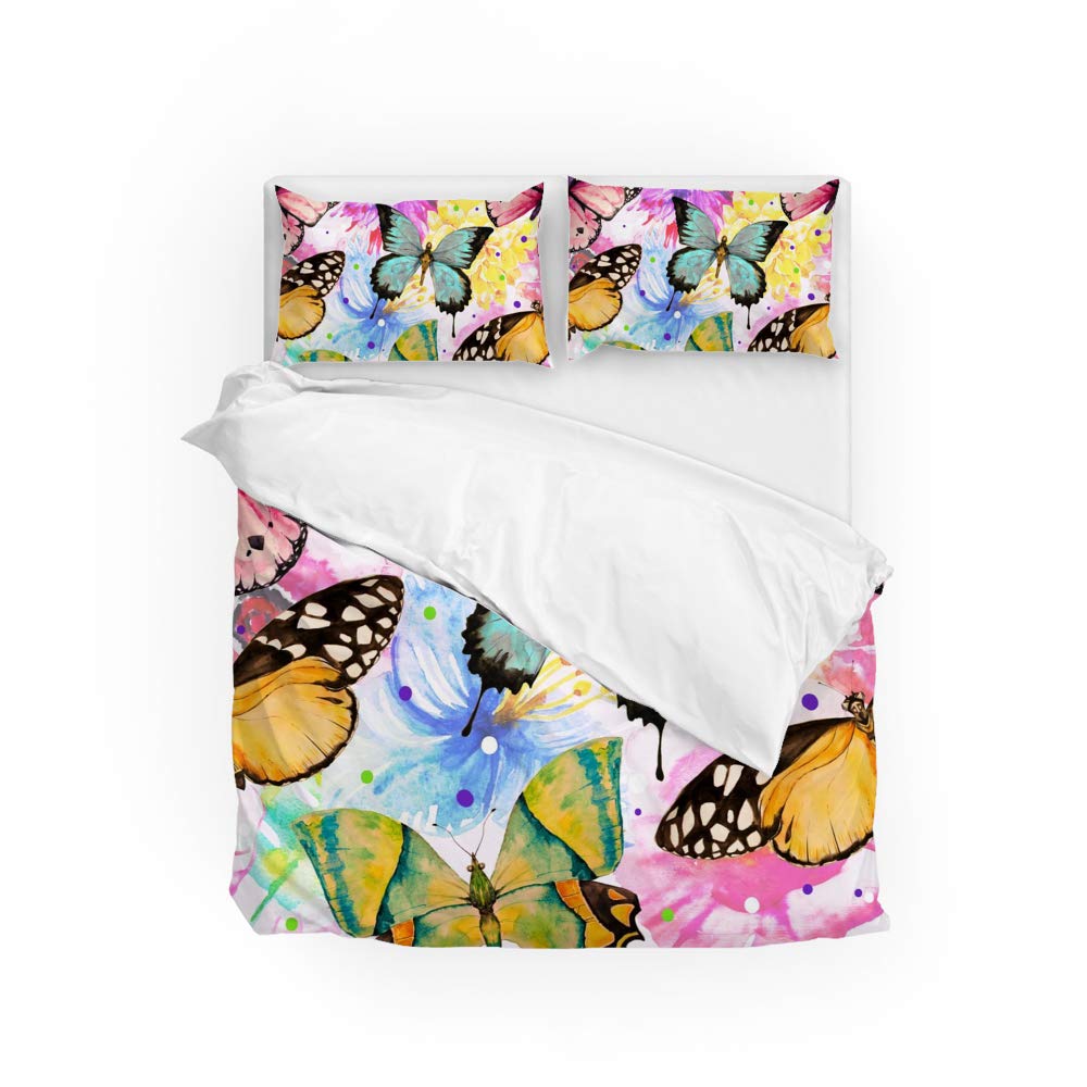 Housse de couette motif papillons aquarelle pour une ambiance de chambre apaisante