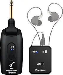 Sistema de monitor de ouvido sem fio, sistema IEM sem fio de 2,4 GHz com transmissor rotativo de 270°, emparelhamento automático de receptor, monitoramento intra-auricular para estúdio,