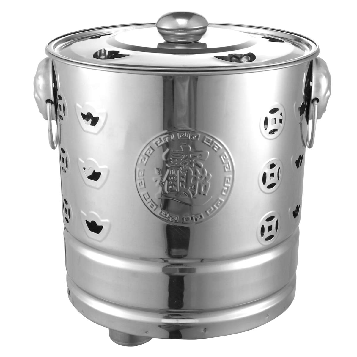 2pcs Metal Galvanised Garden Incinerator Fire Bin Burning Leaves Paper Wood Rubbish Dustbin Incinerator Furnace for Yard Garden (Silver,Furnace + tongs)
