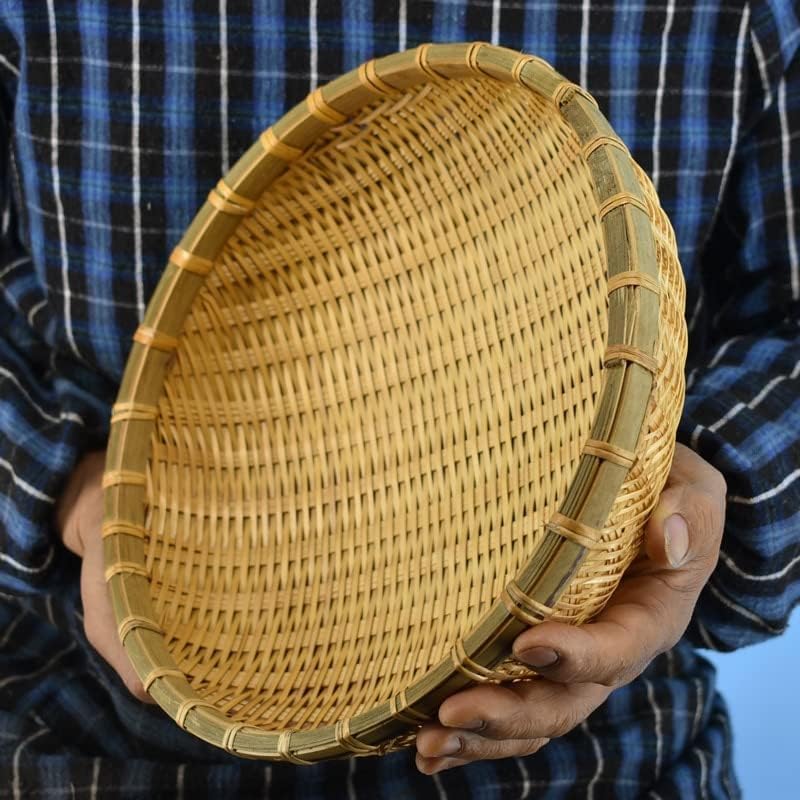Kosze Hhf Pojemniki Naturalne Ekologiczne Ręcznie Robione Kosze Bambusowe Owoce Warzywa Chleb Rattanowy Kosz Do Przechowywania Organizer Domowy Przechowywanie Odzieży, Light Yellow, 18x6cm