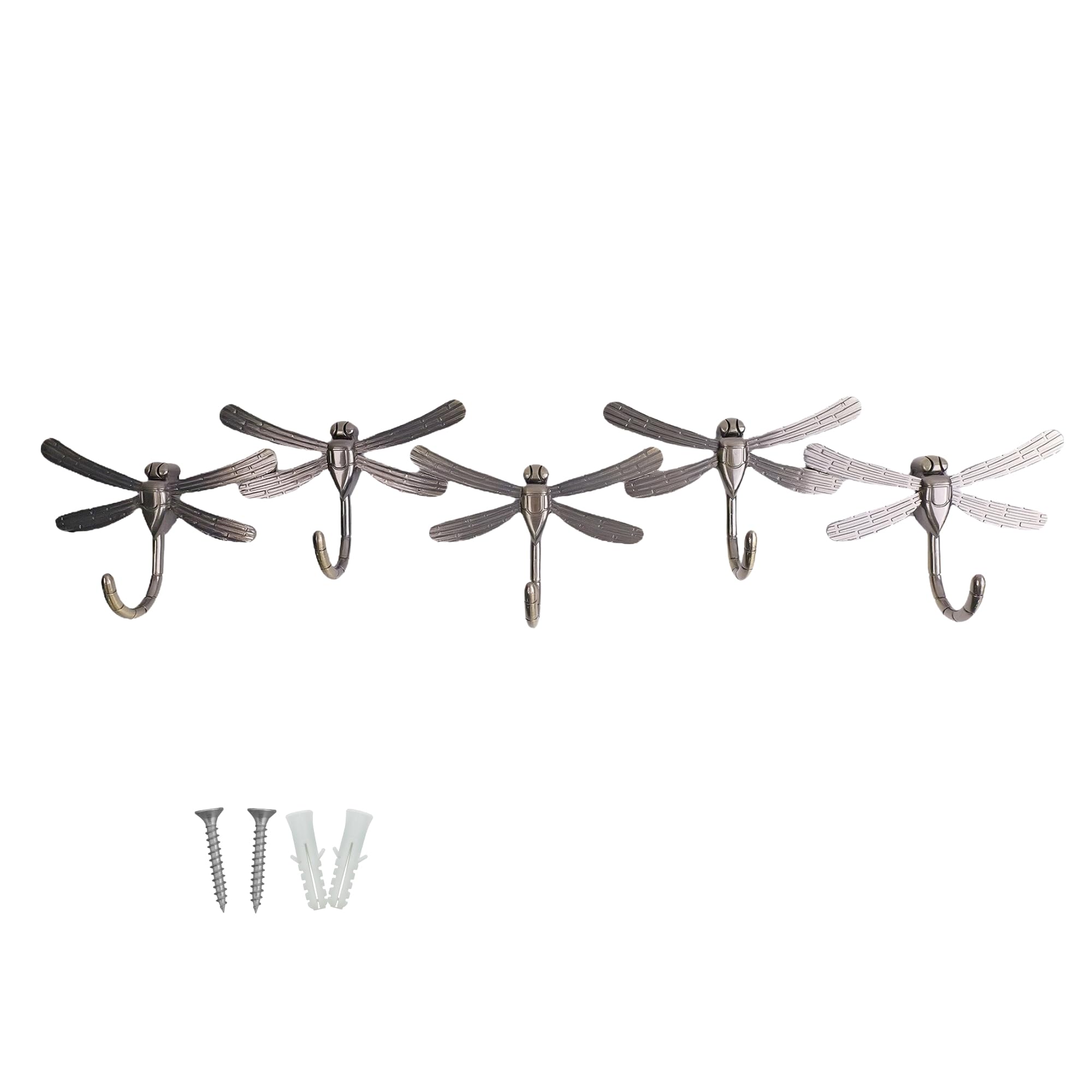 keypak Antique Brass Dragonfly Hook Rail Wall Mounted Metal Rack - Coat Key Towel Rack Storage