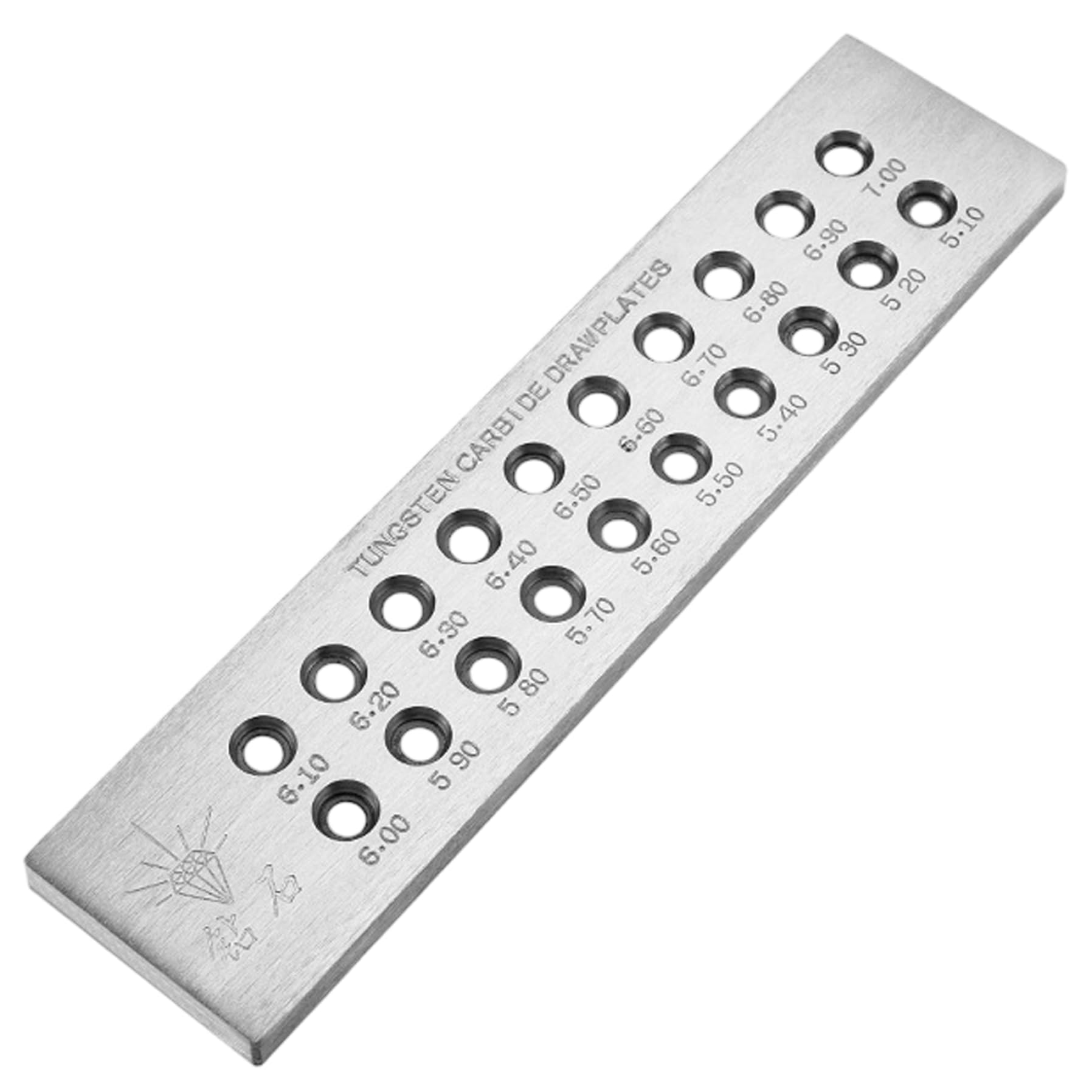 Outil tréfilage fil argent or plaque de traction carbure demi-rond
