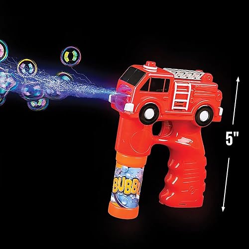Miniatura 2 de Rhode Island Novelty Blaster de burbujas de camión de bomberos de luz y sonido de 5 pulgadas, uno por pedido