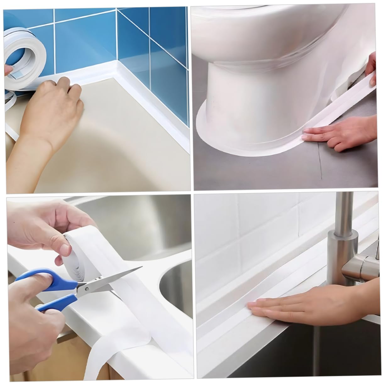 White Waterproof Caulk Tape PVC Self Adhesive Strip for Home Areas