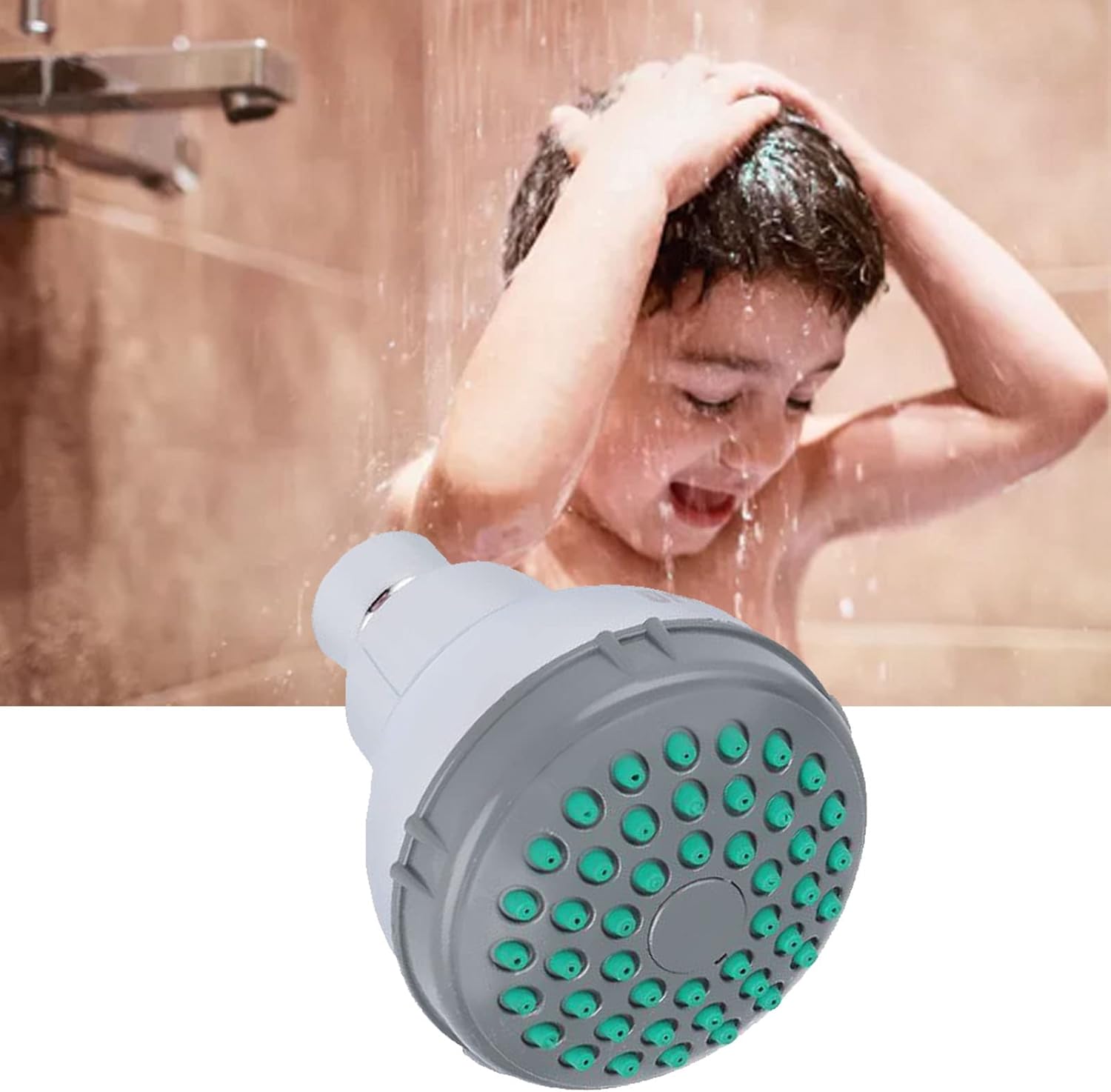 High Pressure Handheld Shower Head Spray Shower Head Green Water Outlet Hole High Pressure Removable Small Shower Head for Bathroom Accessory