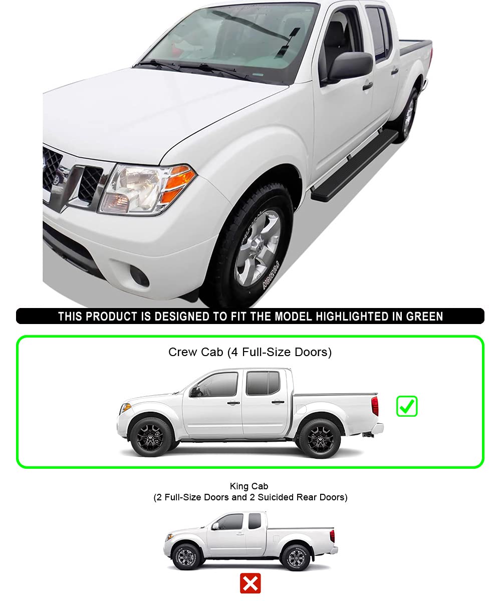 APS Running Boards (Nerf Bars Side Steps Step Bars) Compatible with Nissan Frontier 2005-2025 Crew Cab (Black Powder Coated 5 inches)