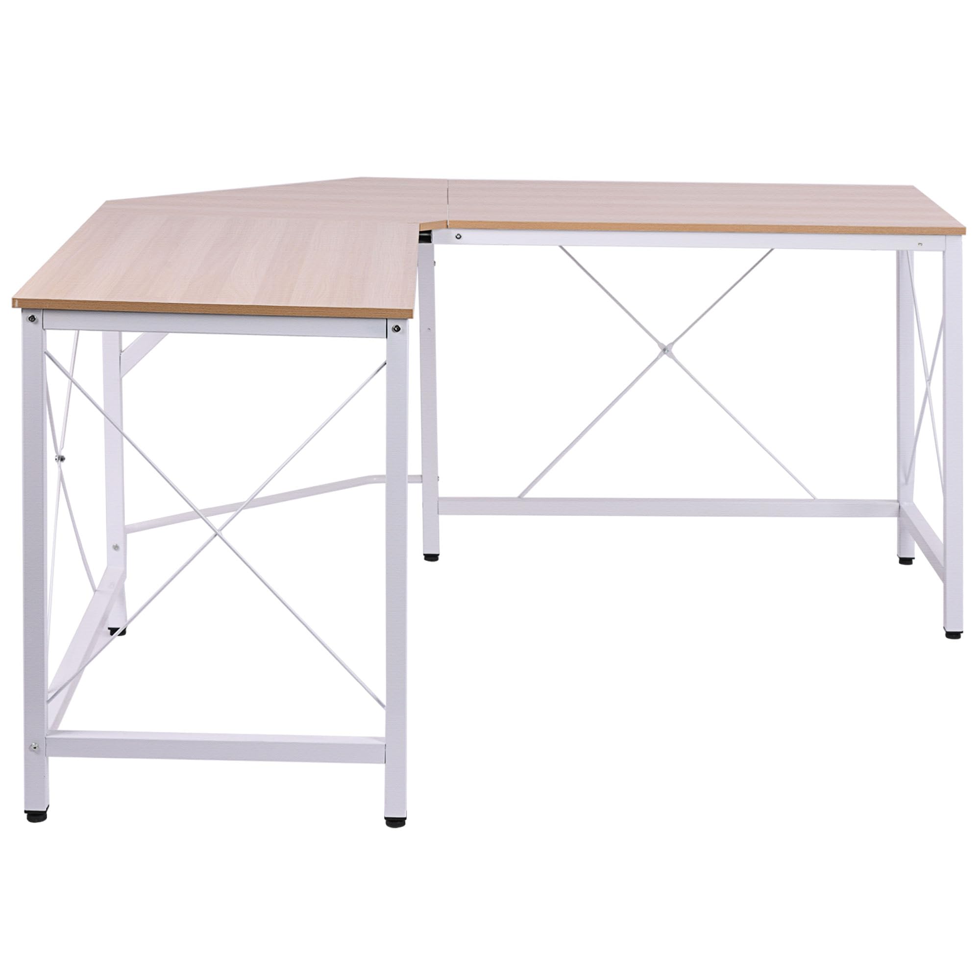 HOMCOM Escritorio en Forma de L Escritorio Esquinero Moderno con Marco de Acero Carga 70 kg para Oficina Hogar Estudio 150x150x76 cm Roble