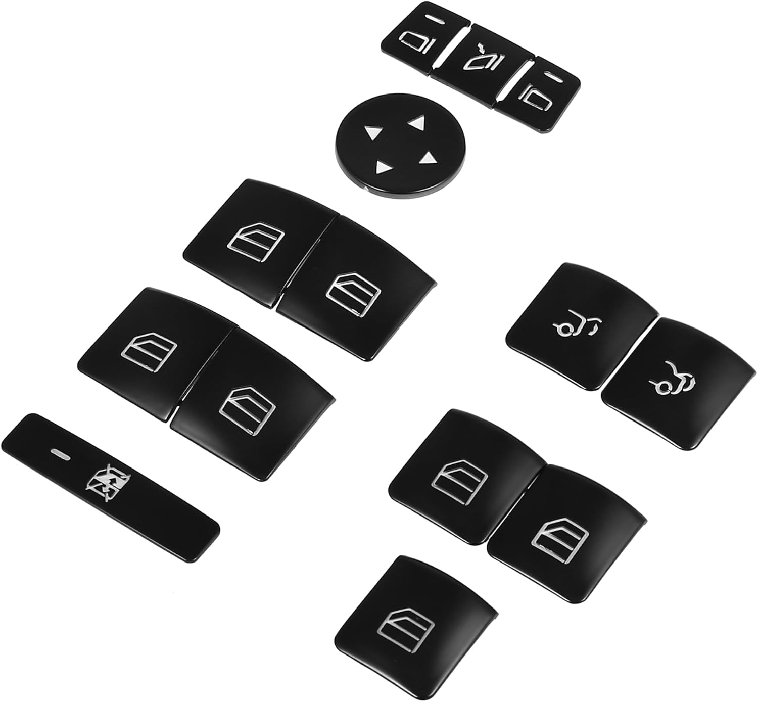 Window Switch Button Trim Cover Sticker Interior Door Armrest Window Lift Switch Cover for Benz a B Class 13-17 (Set of 14) Black