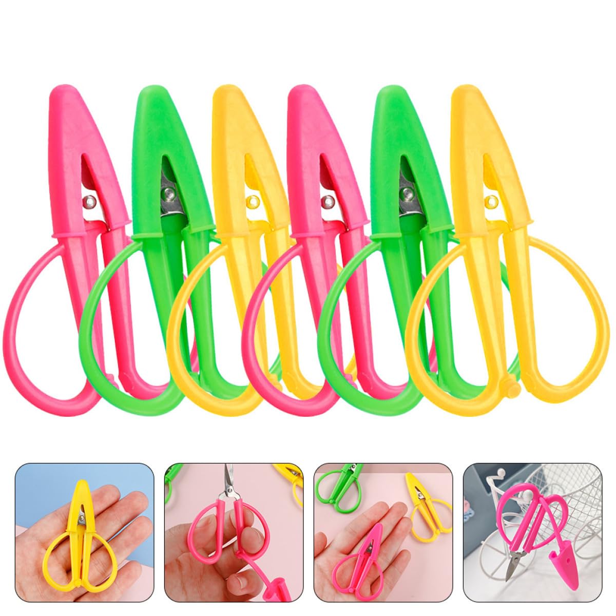 TOYANDONA y Funda de Silicona 6 Tijeras Pequeñas de Acero Inoxidable de Costura Portátiles con Mango Ergonómico Ideales para Cortar Hilo y Tela en Manualidades