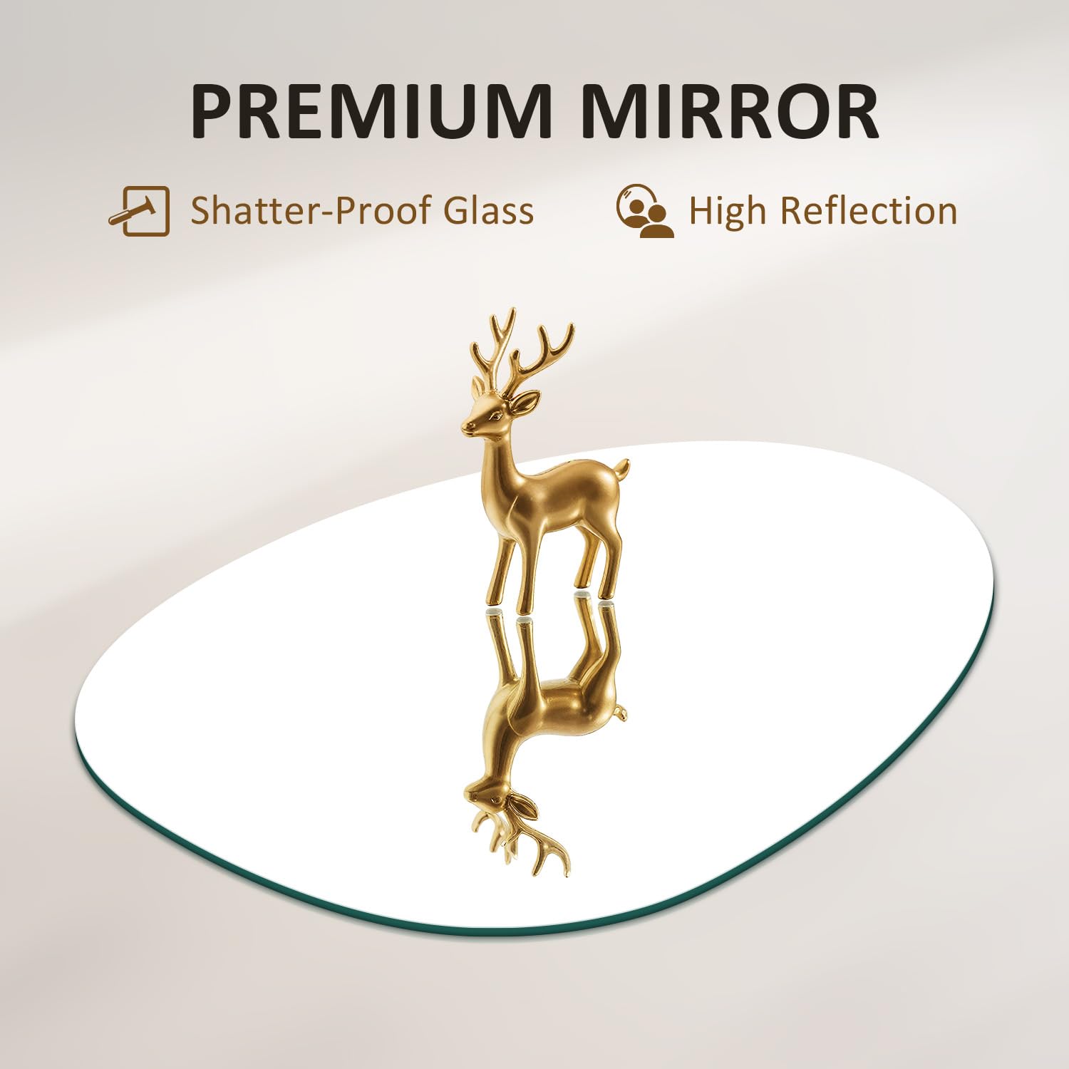 Spiegel Asymmetrisch 45x60cm Rahmenlos Dekorative Wandspiegel, Modern HD Spiegelglas Badspiegel ohne Rahmen, Deko Asymmetrischer Spiegel für Flur Bad Badezimmer Schlafzimmer Wohnzimmer Wand