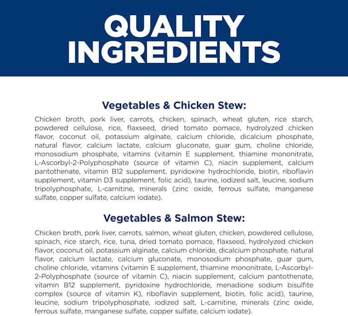 Hill's Science Diet, Perfect Weight Pouch Chicken & Salmon Stew Wet Cat Food Variety Pack, 2.8 Ounce, 12 Pack