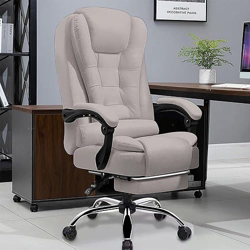 Silla de oficina grande y alta, silla de escritorio ejecutiva con reposapiés, sillas de oficina ergonómicas de cuero con respaldo alto, silla de