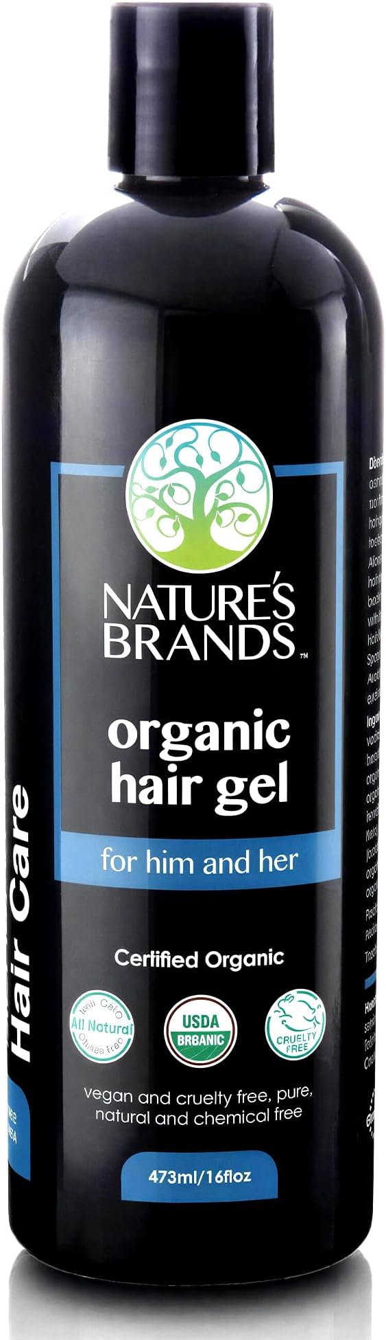 Nature's Brands Hair Gel Organic by Herbal Choice Mari (16 Fl Oz Bottle) - No Toxic Synthetic Chemicals
