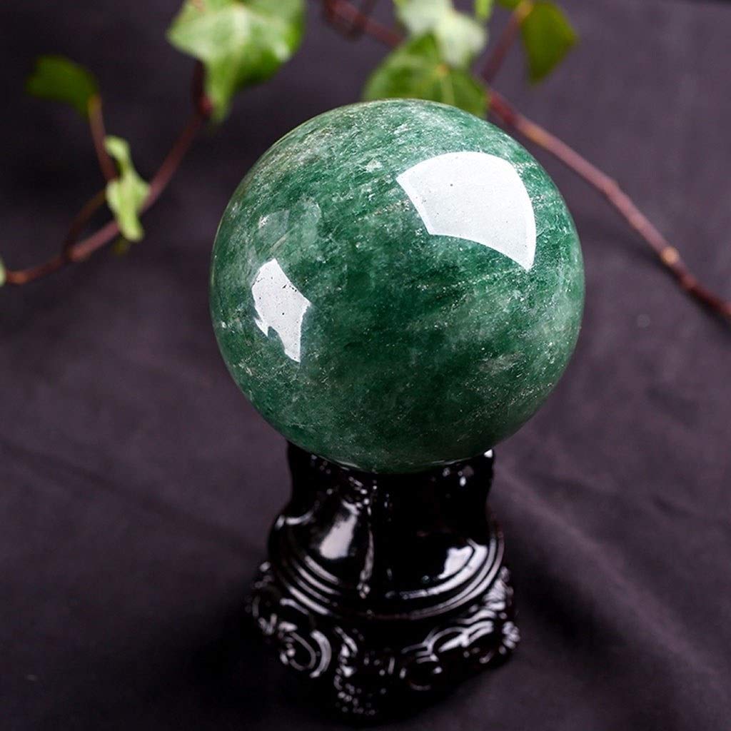 bola de cristal (en la magia occidental) Verde natural cristalina de la fresa, la bola de cristal, bola de piedra raro de energía verde for curación de cristal, meditación, Adivinación, Feng Shui, Hec