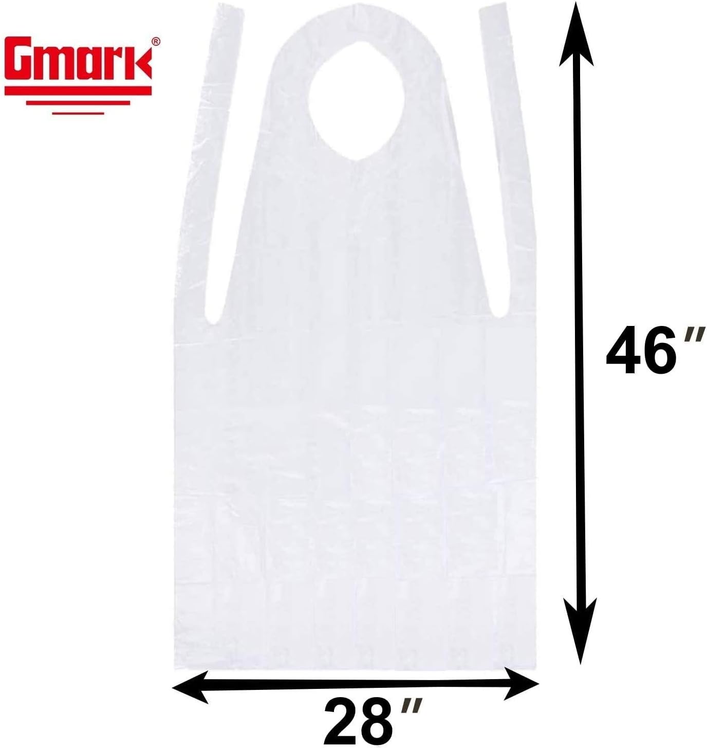 Gmark Poly Apron Individual Wrapped, Medium Weight, Disposable Polyethylene PE Aprons Waterproof, Food, Cooking 100pcs GM0002