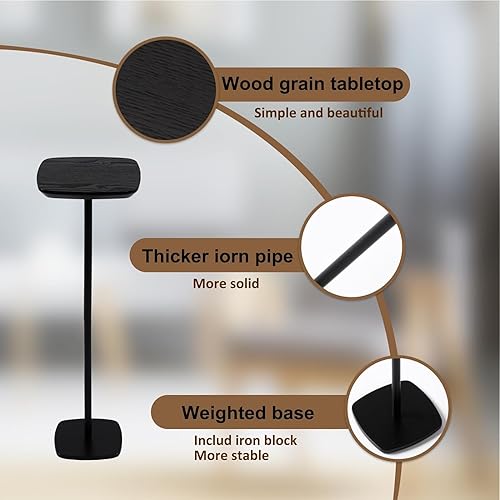 Miniatura 4 de Mesa auxiliar de pedestal, mesas pequeñas para bebidas, soporte de pedestal, mini mesa auxiliar cuadrada negra, mesas de café de Martini, mesa