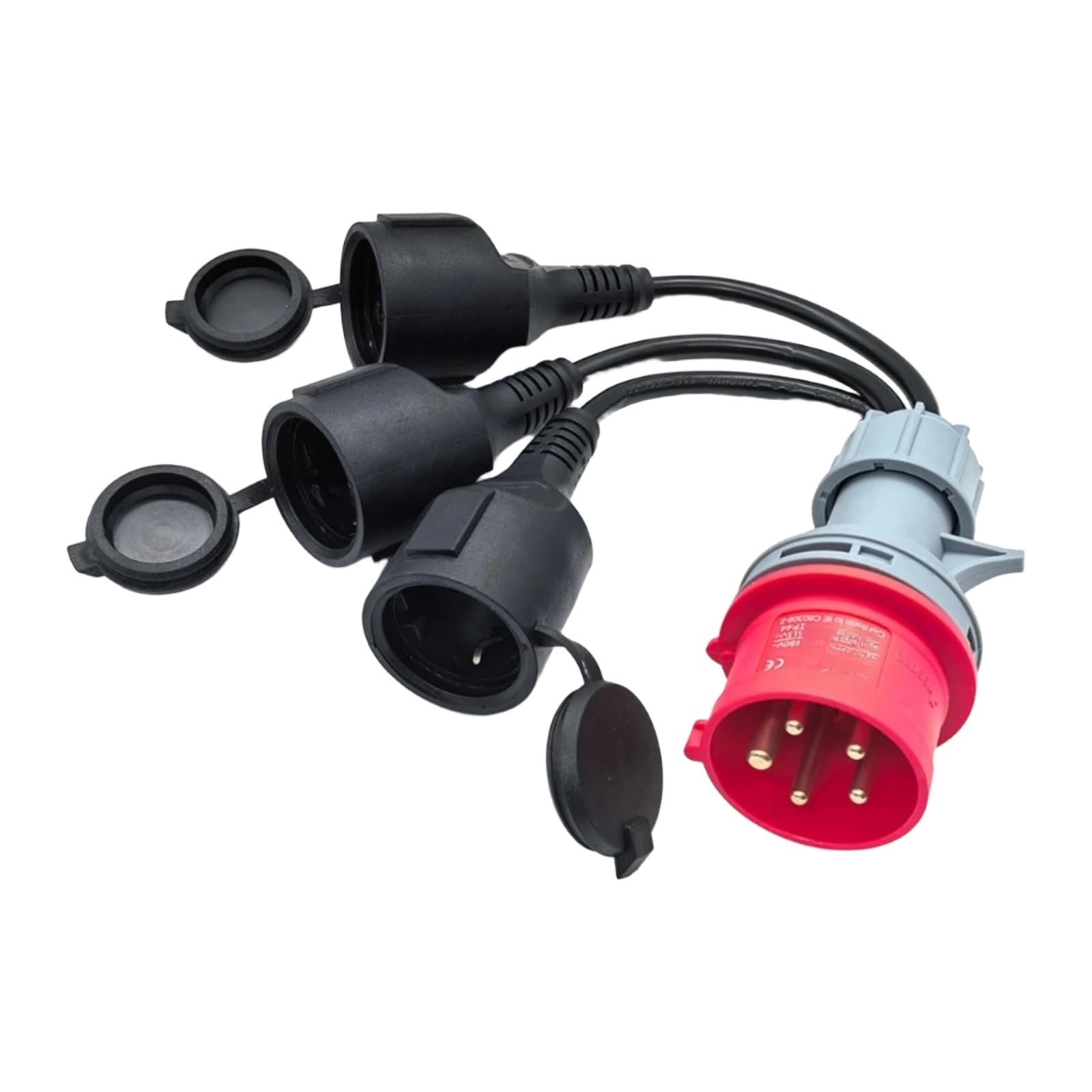 Cable adaptador CEE industrial de 35 cm y 5 pines: conexión con textura de PVC