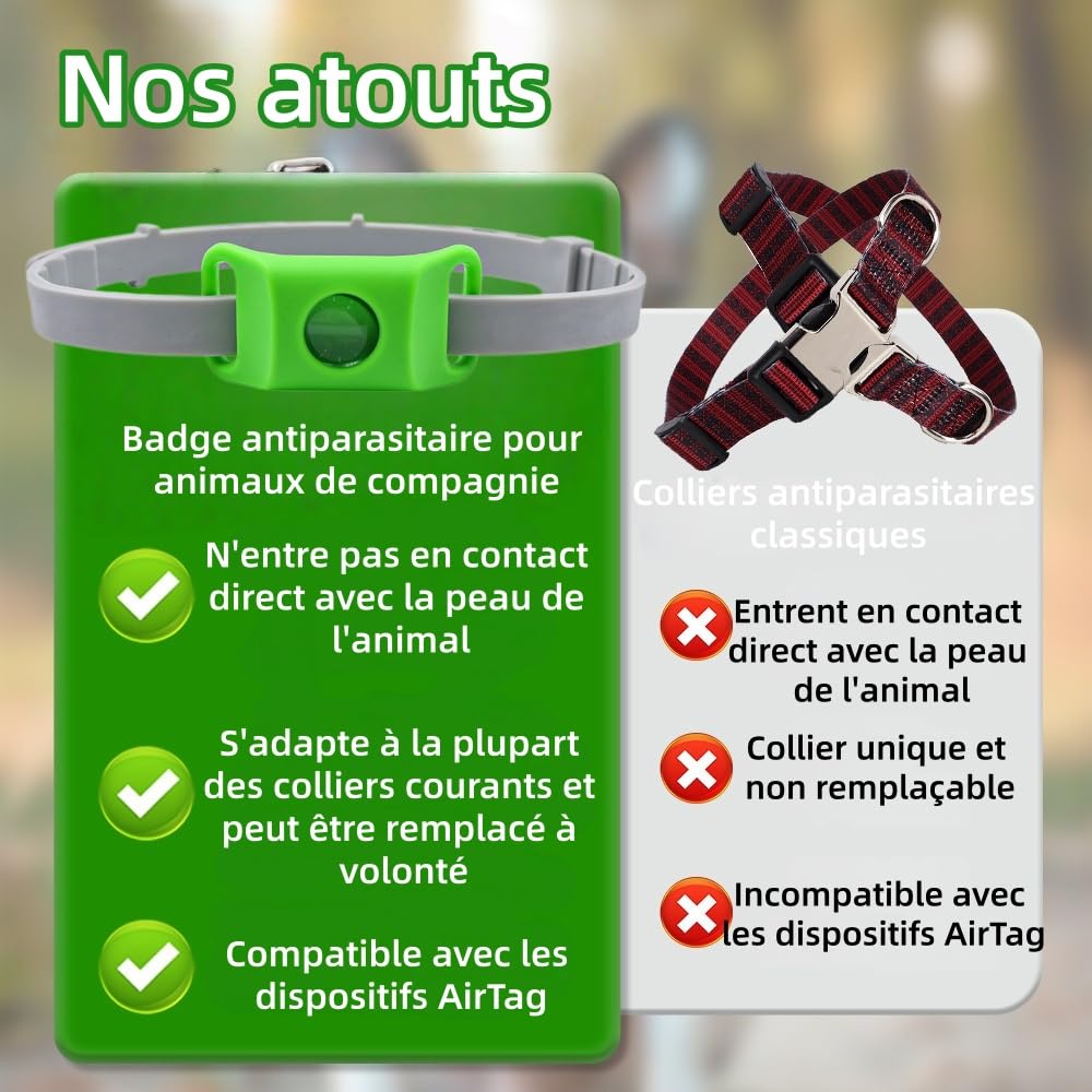 aquality Pets Collier antiparasitaire, Super Élastique, Adapté aux Chiens de Toutes Tailles, Anti - Puces et Tiques, sans Contact Direct avec La Peau
