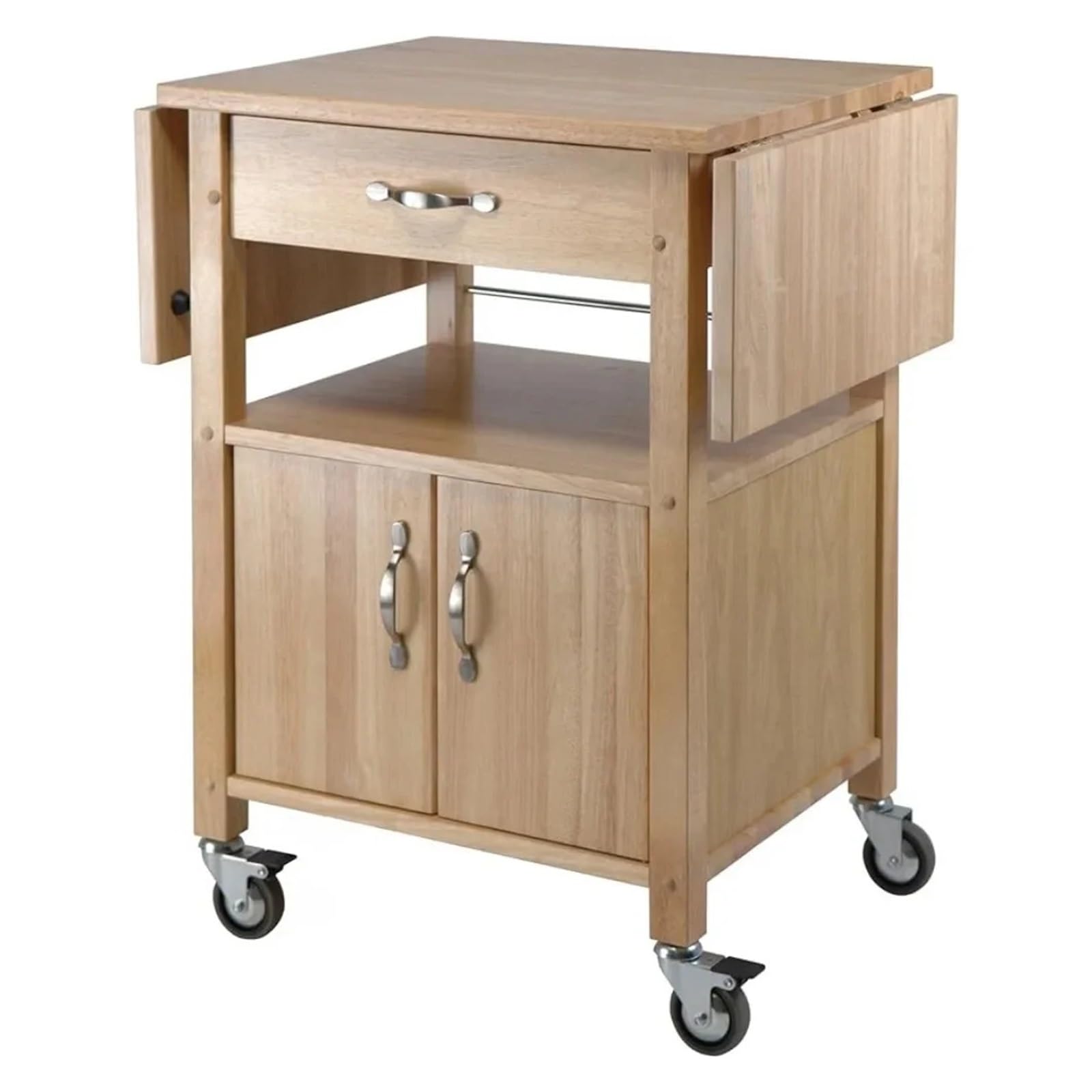 Multifunktionaler Küchenwagen aus Holz, klappbar, mit Rollen, Aufbewahrungsmöbel, Rollwagen