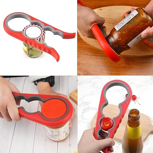 Can Opener For Seniors With Arthritis Helping Hand Jar Opener For Weak Hands Easy Opener With Silicone Jar Opener Gripper Adjustable Multiple Opener 4 In 1 Bottle Opener Jar Lid Opener Jar Opener Tool #TOP2