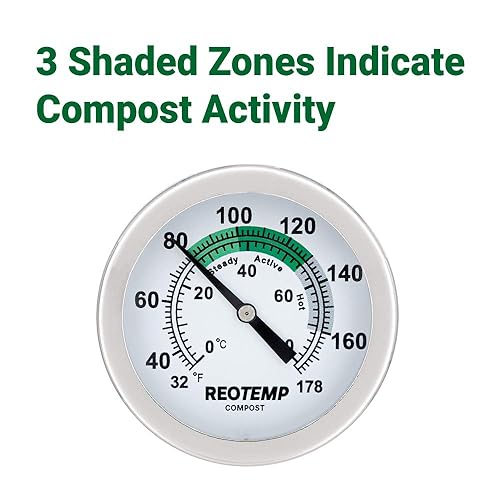 Miniatura 3 de Reotemp Termómetro de tierra y compost de 12 pulgadas con guía de compostaje digital, 32-178 Fahrenheit y Celsius