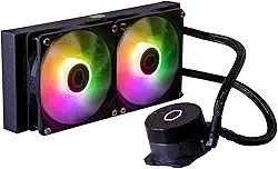 Cooler Master MasterLiquid 240L Core 240mm Close-Loop AIO Liquid Cooler, sincronização ARGB, bomba Coldplate Gen S, PWM de 120 mm, CryoFuze 14W/mK, AMD Ryzen AM5/AM4, Intel LGA1700/1200- preto
