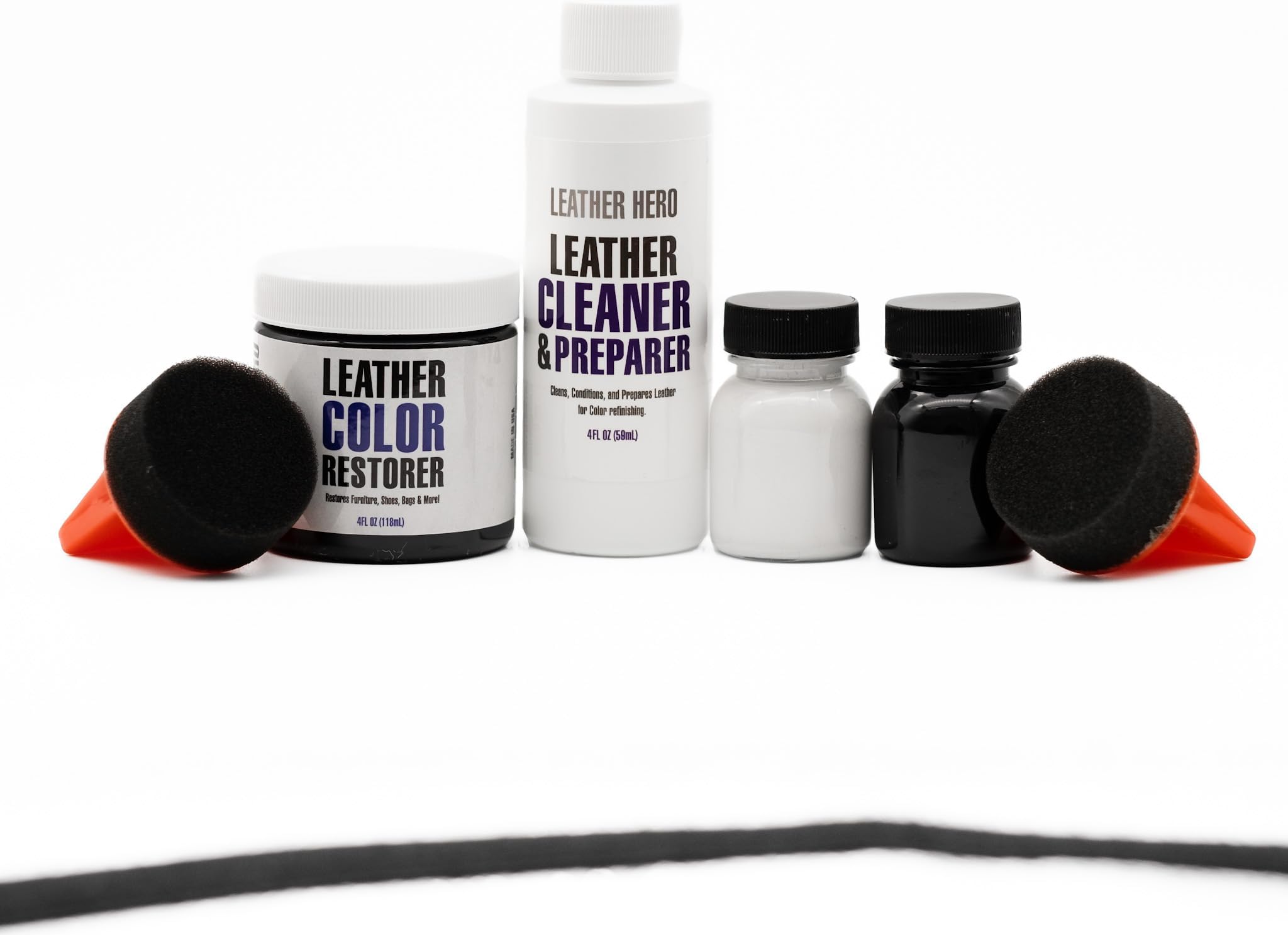 Leather Hero Color Restorer Complete Repair Kit- Refinish, Recolor, & Renew Leather & Vinyl Sofa, Purse, Shoes, Auto Car Seats, Couch 4oz (White)