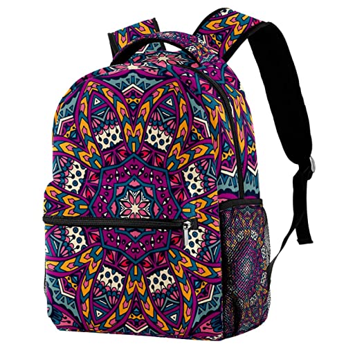 Mochila escolar universitaria de fondo floral étnico mochila al aire libre resistente