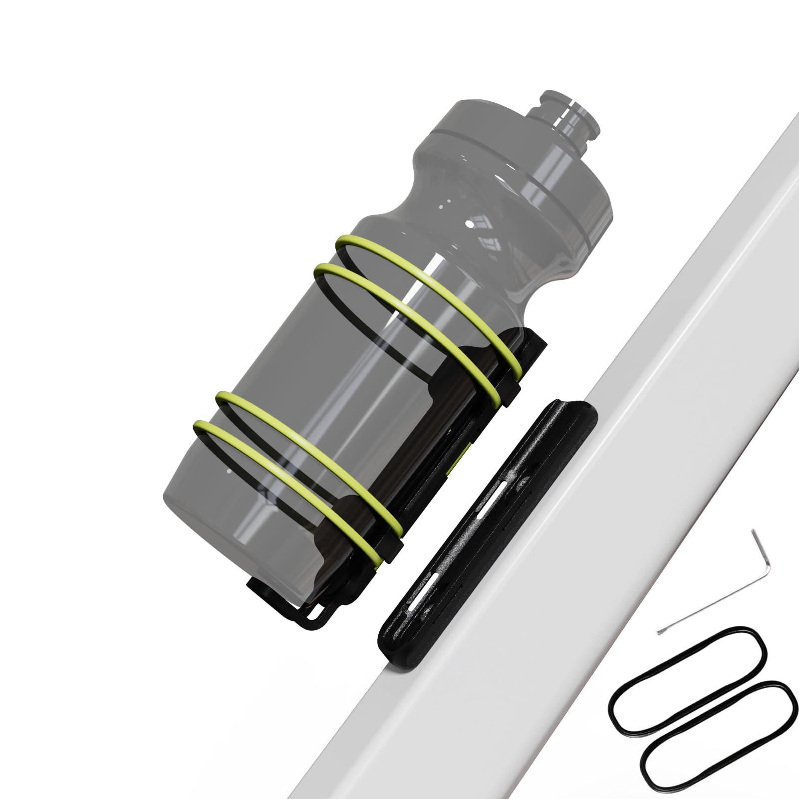 Rcool Universal Magnetic Cycling Bike Bottle Cage, Sturdy Bike Cup Holder Rack, Bicycle Drink Cage, Secure No-Fall Buckle,with Straps and Screw Tool, Black,for 2.25-3.94" Bottles