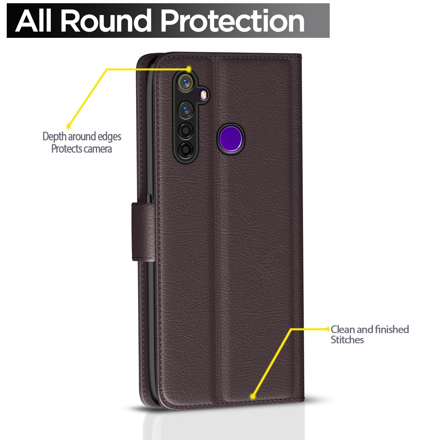 Realme 5 Pro Flip Case - Leather Wallet Stand -4
