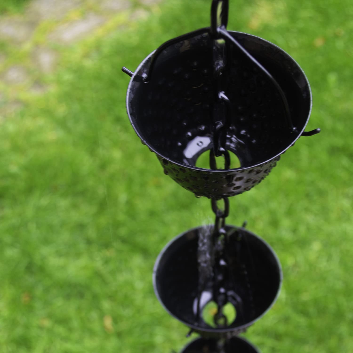 Amazon.co.jp: 夢の行 レインチェーン たたくの桶 12個 ブラック 260cm