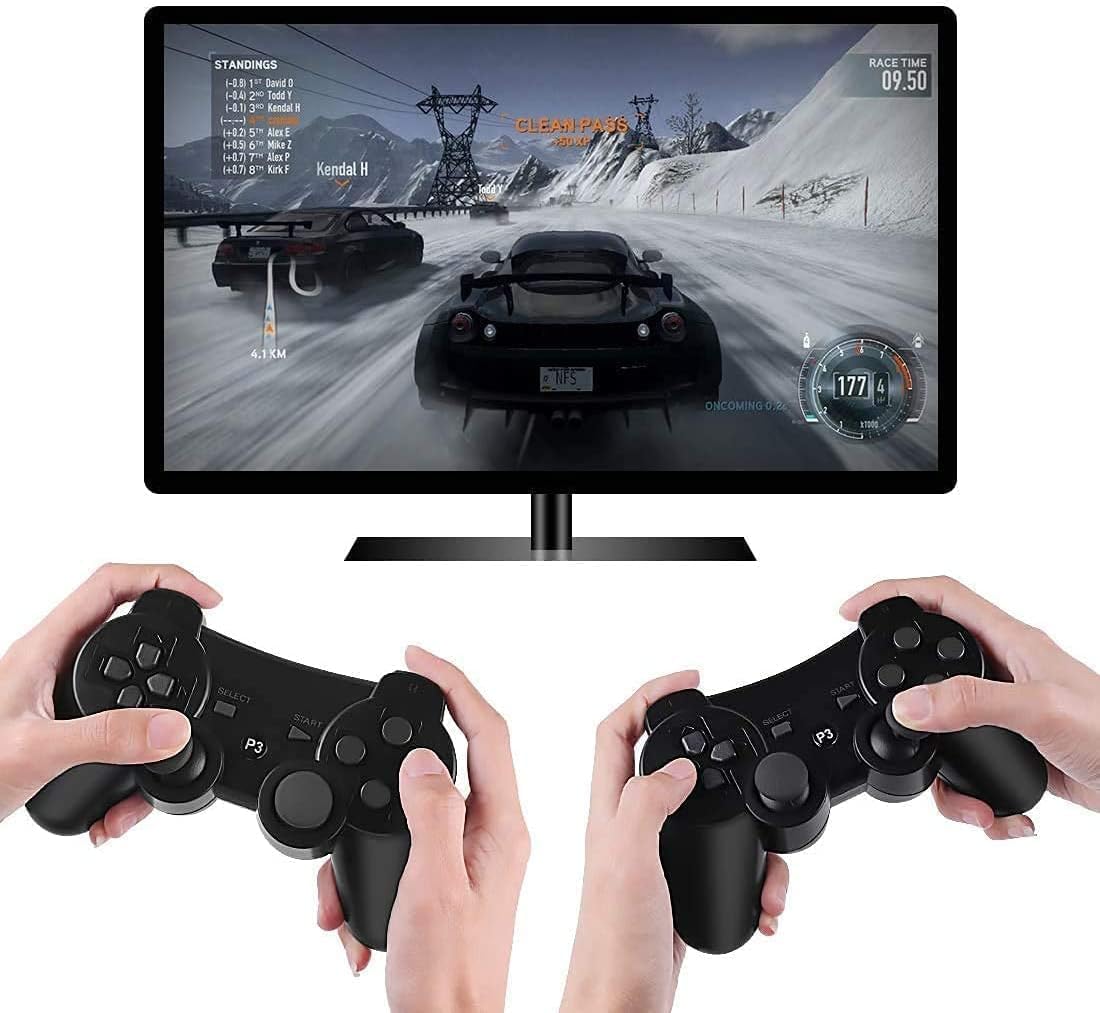 2 Pack Wireless PS3 Controllers for Playstation 3 Console (Black + Black)