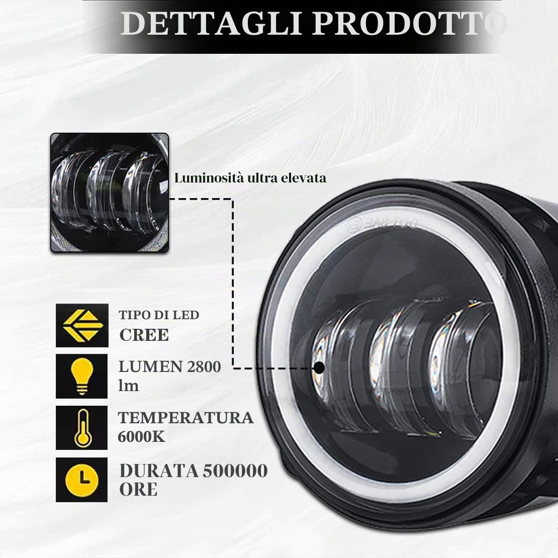 2PCS 10,2 cm rotondo nero 30 W LED fari paraurti anteriore con aureola DRL per Wrangler …