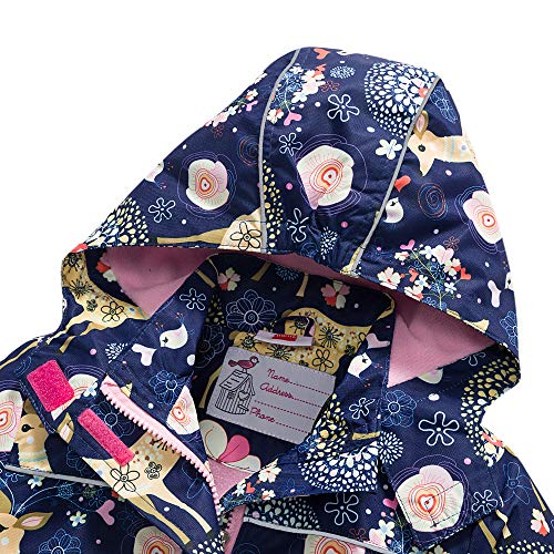 Girls Rain Jacket Kids Hooded Raincoat Windbreaker With Fleece Lining (2901, 8) #TOP4
