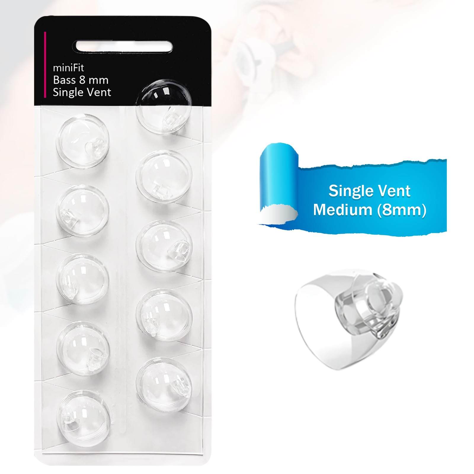 Cupole per apparecchi acustici Oticon Minifit, con presa singola da 8 mm, accessori di ricambio, universali, cupole Oticon per kit di pulizia degli apparecchi acustici (30 pezzi)