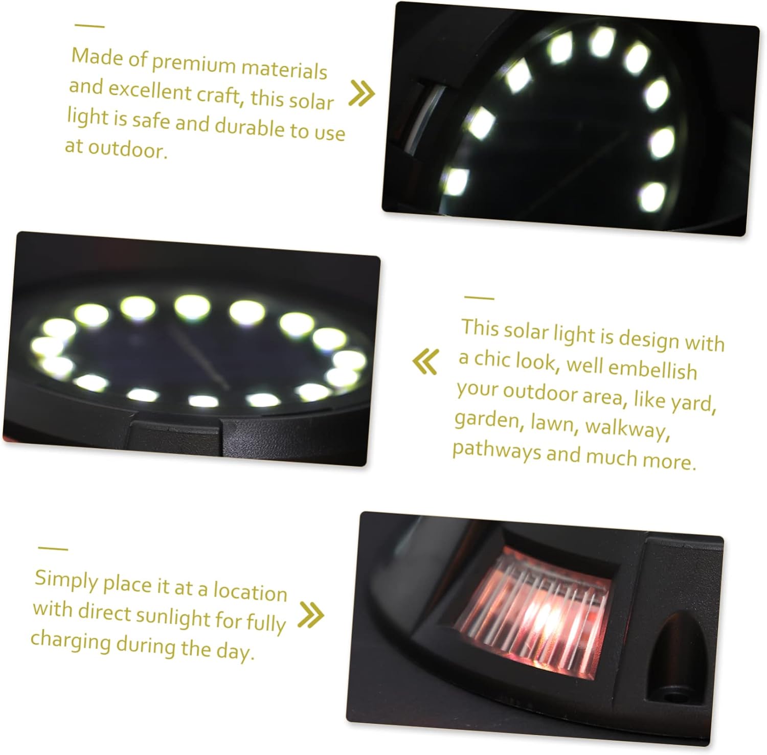 POPETPOP 4Pcs Solar Garden Lights Outdoor In Ground Landscape Pathway Lights with Rotatable Side Glow Design Solar Powered Lawn Walkway Lighting for Patio Decor