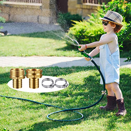 4 Set 3/4 Inch Solid Brass Garden Hose Connector Hose Mender, Water Hose Repair Kit Female And Male Hose Connector With Tape, Stainless Steel Clamp And Rubber Gasket #TOP4